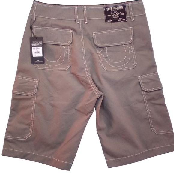 Mens True Religion Cargo Shorts Galaxy Gray - Picture 2 of 5